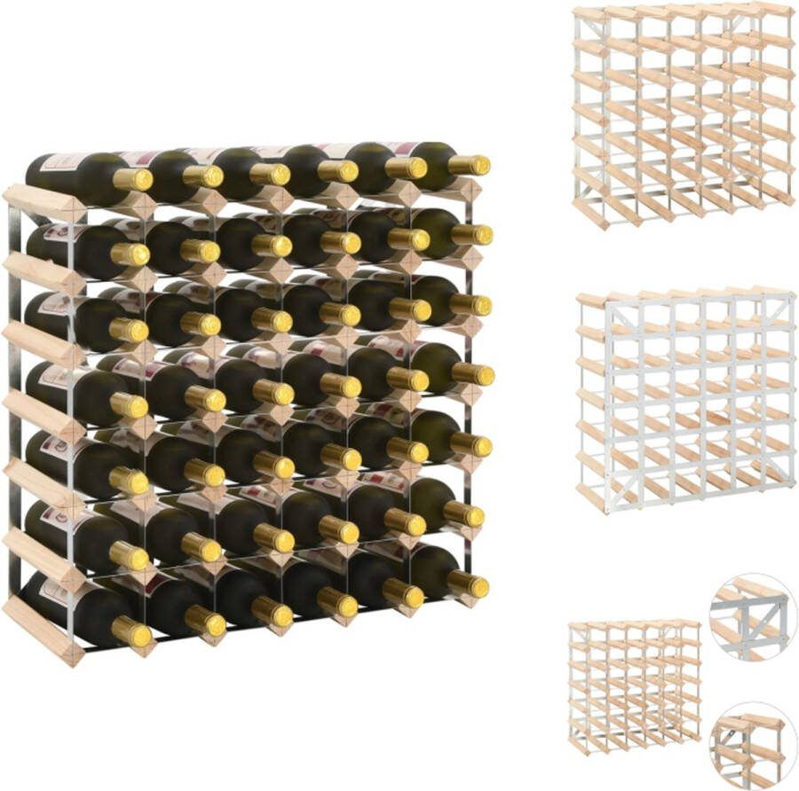 VidaXL Wijnrek Massief Grenenhout 61 x 22.5 x 61 cm Plaats voor 42 flessen Wijnrek