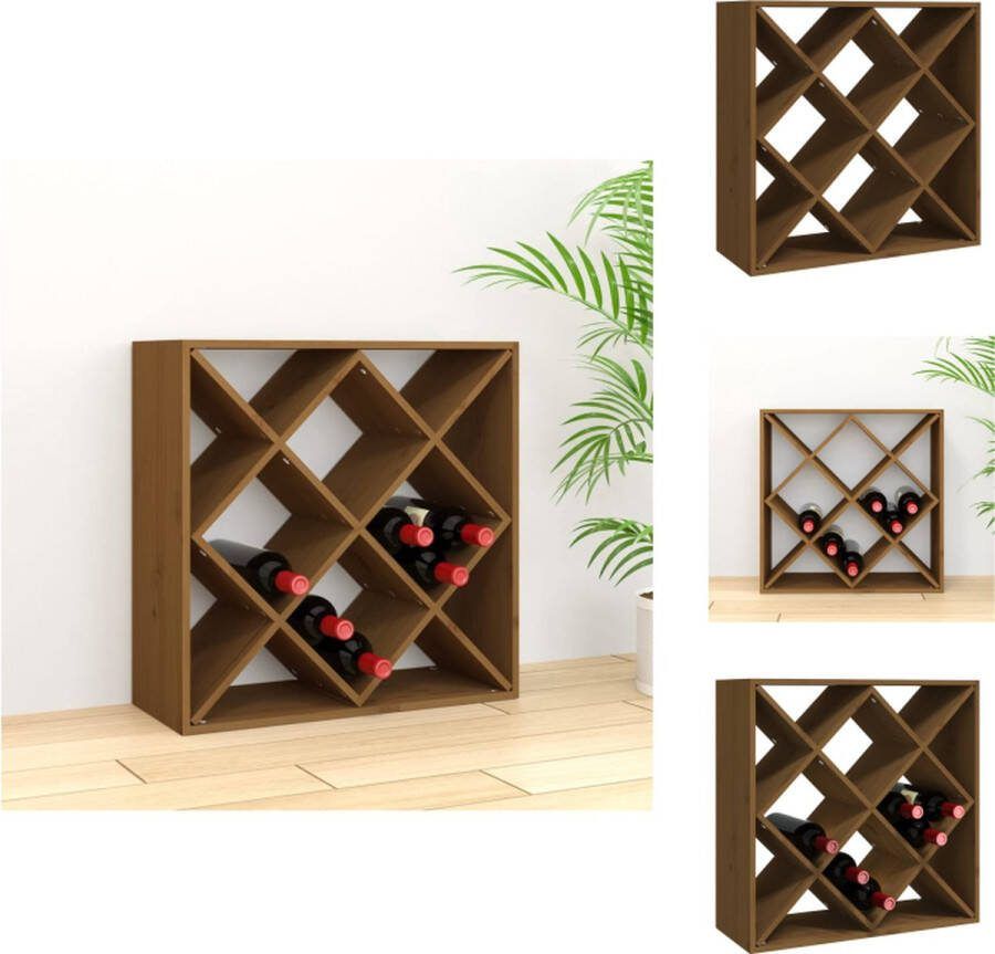 VidaXL Wijnrek Massief Grenenhout 62 x 25 x 62 cm Honingbruin Wijnrek