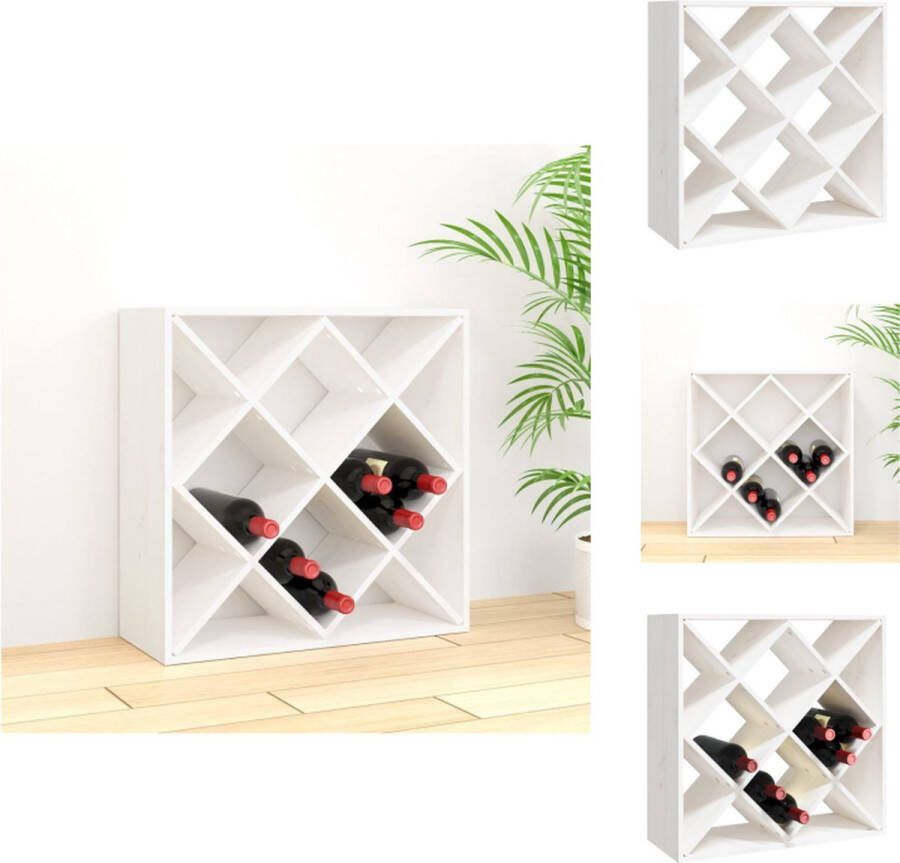 VidaXL Wijnrek Massief grenenhout 62 x 25 x 62 cm Met 12 gaten Wijnrek