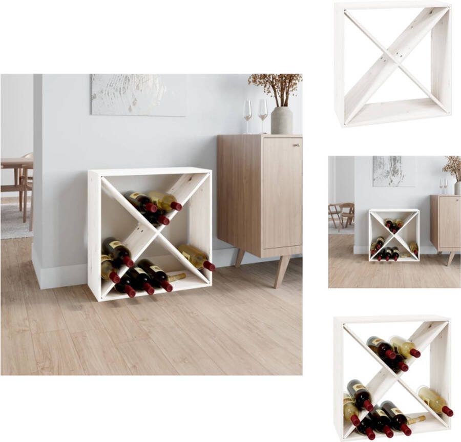VidaXL Wijnrek Massief grenenhout 62 x 25 x 62 cm Wit Wijnrek