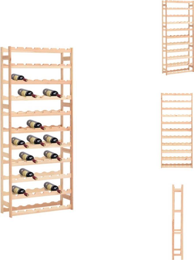 VidaXL Wijnrek Massief grenenhout 72x25x166 cm 77 flessen Wijnrek