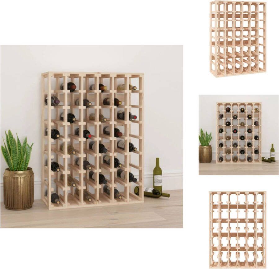 VidaXL Wijnrek Massief Grenenhout Opbergruimte voor 48 flessen Stabiel frame 70x33x94cm Wandmontage vereist Wijnrek