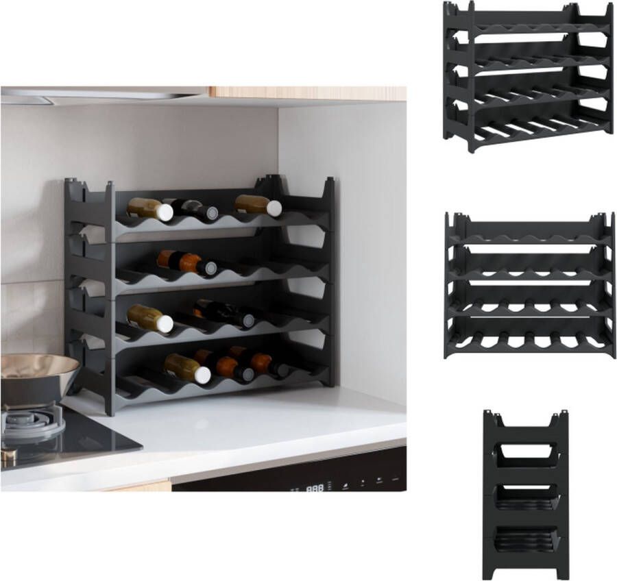 VidaXL Wijnrek Modulair 60 x 26 x 52 cm 24 flessen Antraciet Wijnrek