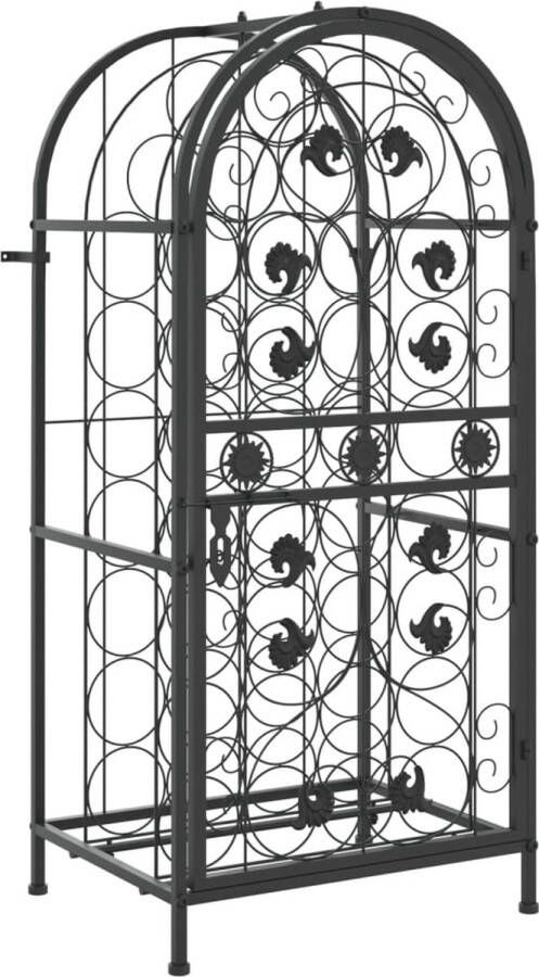 VidaXL -Wijnrek-voor-33-flessen-45x36x100-cm-smeedijzer-zwart