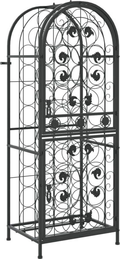 VidaXL -Wijnrek-voor-41-flessen-45x36x120-cm-smeedijzer-zwart