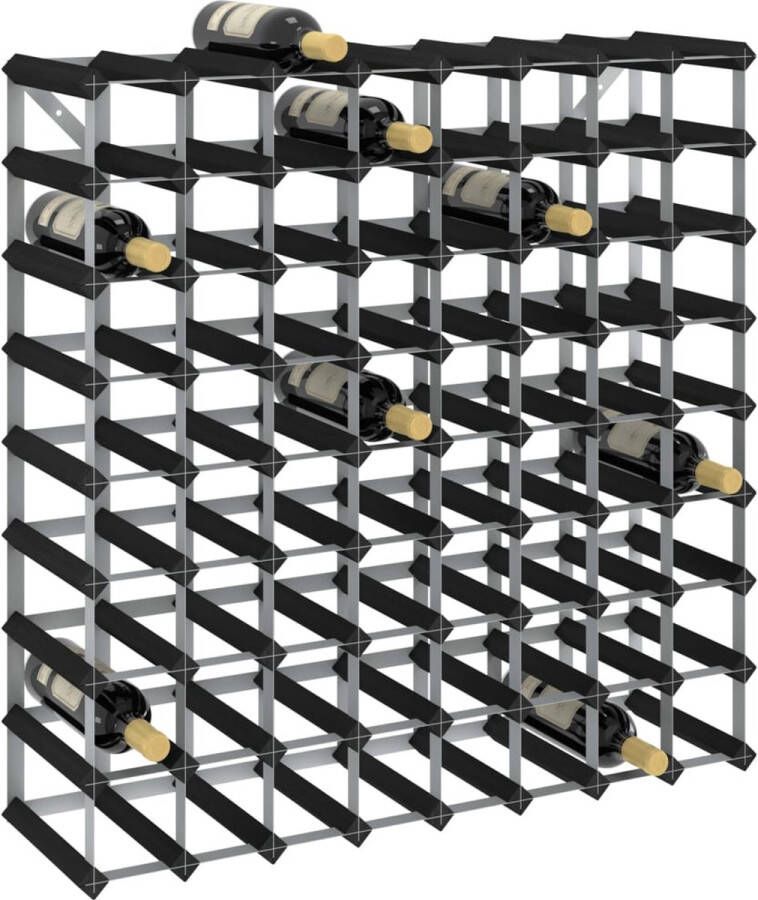 VidaXL Wijnrek voor 72 flessen massief grenenhout zwart