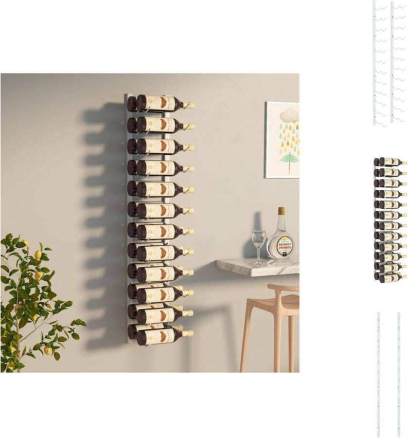 VidaXL Wijnrek Wandmontage 22.5x2.5x116cm Wit IJzer Wijnrek