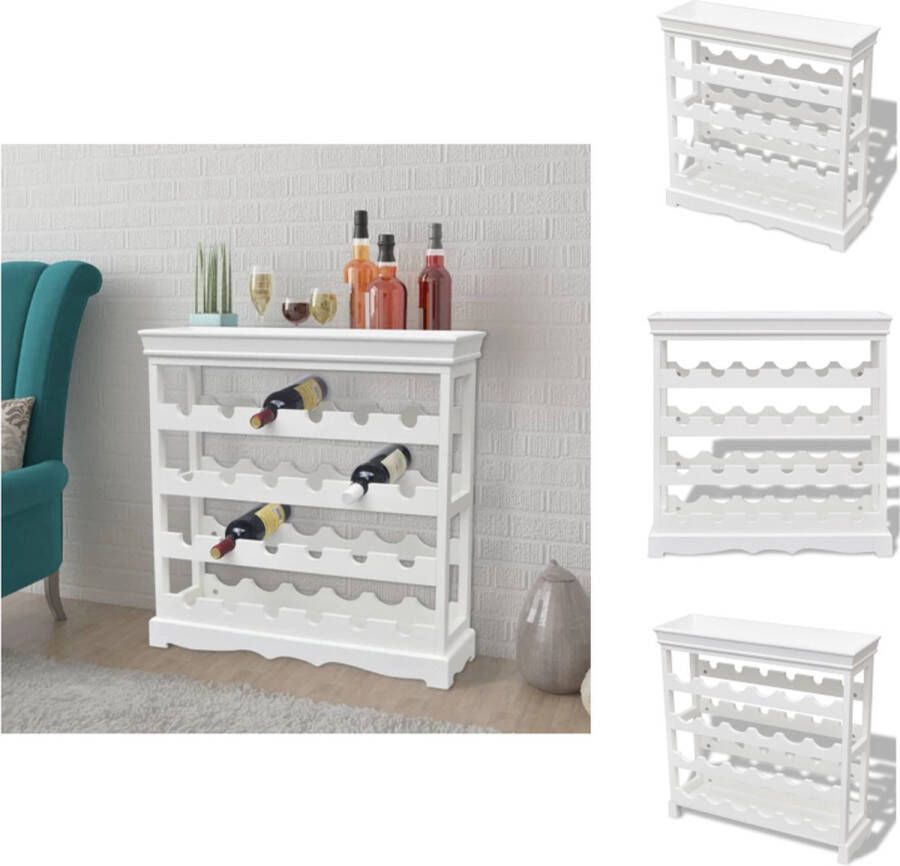 VidaXL Wijnrek Wit 70 x 22.5 x 70.5 cm 4 schappen Wijnrek