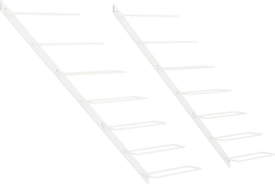 VidaXL -Wijnrekken-2-st-voor-7-flessen-wandmontage-metaal-wit