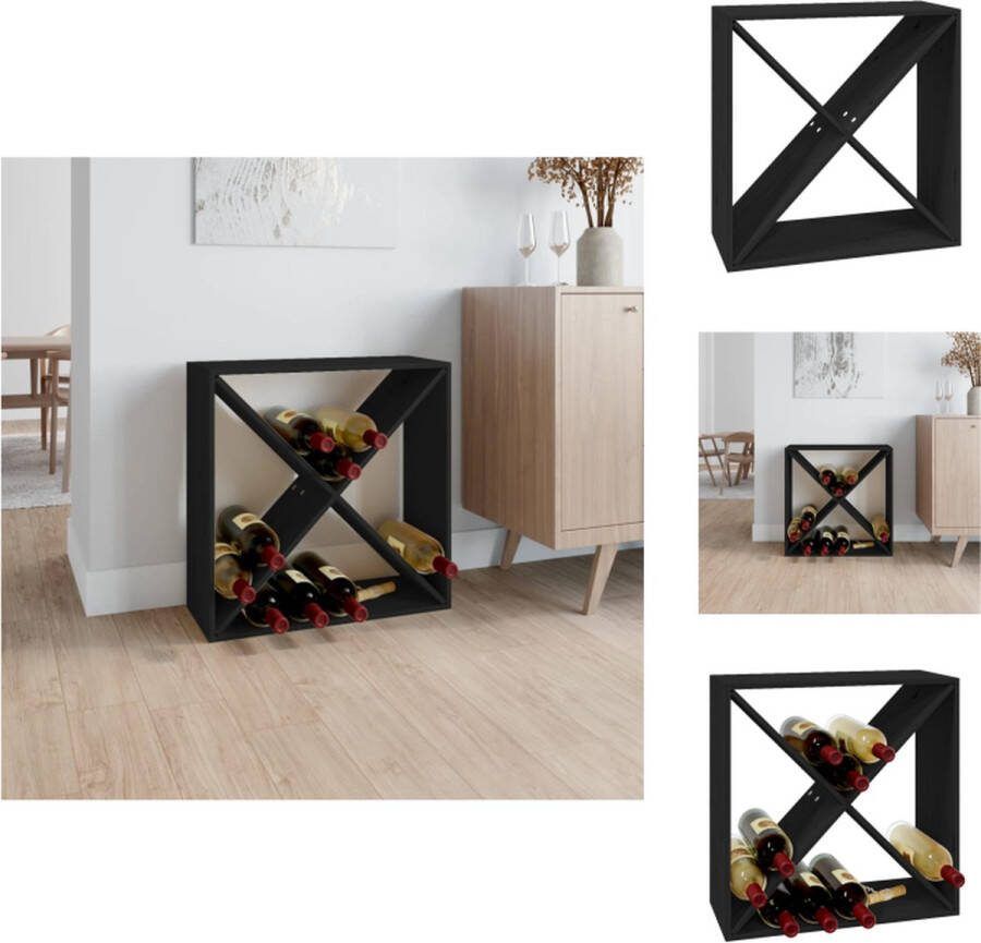 VidaXL Wijnrekken Massief grenenhout 62 x 25 x 62 cm Zwarte kleur Wijnrek