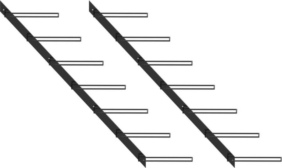 VidaXL -Wijnrekken-voor-14-flessen-wandmontage-2-st-metaal-zwart