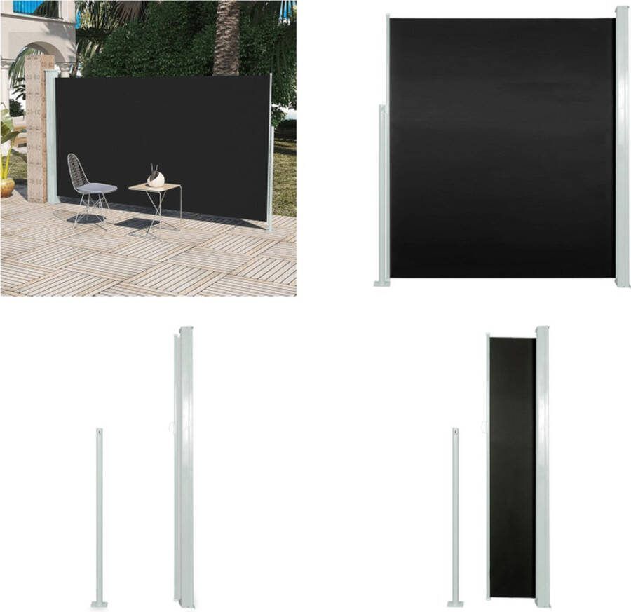 VidaXL Wind- zonnescherm uittrekbaar 160x300 cm zwart Tuinscherm Tuinschermen Terrasscherm Terrasschermen