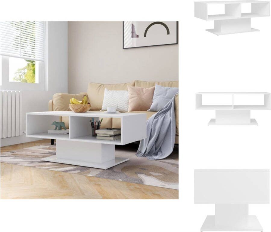 VidaXL Woonkamertafel Bijzettafel met opslagschap 103.5x50x44.5 cm Wit Bewerkt hout Tafel