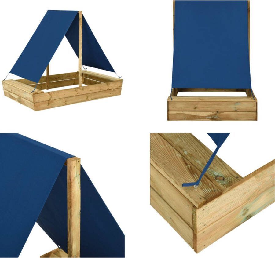 VidaXL Zandbak met dak 160x100x133 cm geïmpregneerd grenenhout Zandbak Zandbakken Speelgoed Zandbak Speelgoed Zandbakken