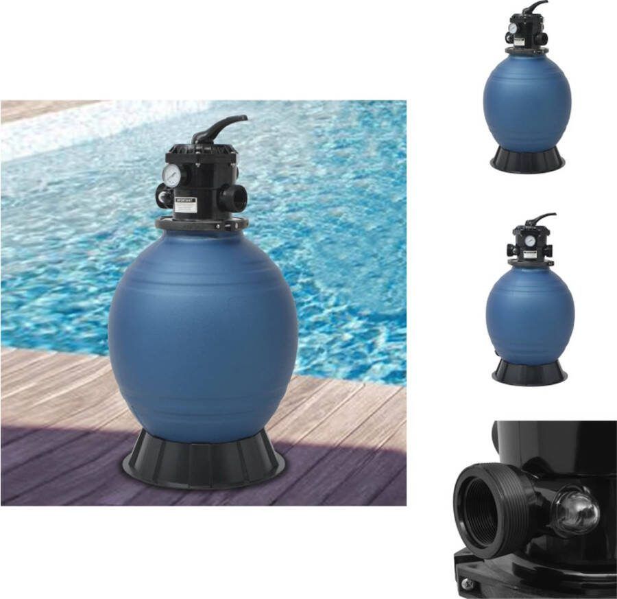 VidaXL Zandfilter PE 460x835 mm 48 mm 0.16 m² 9 m³ h 50 PSI 50 kg Multipoort ventiel 1 pk pomp 32 38 mm blauw Zwembadfilter