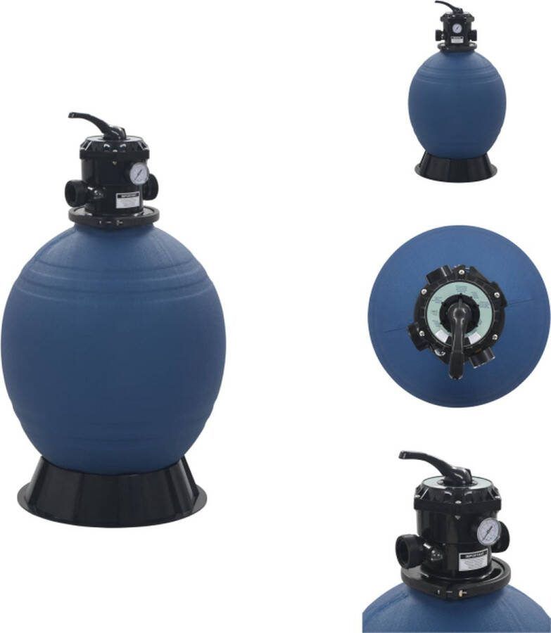 VidaXL Zandfilter Zandfiltersysteem PE 56x96.8 cm 48 mm 0.23 m² 10 m³ u 50 psi 100 kg Multipoort klep Blauw Zwembadfilter