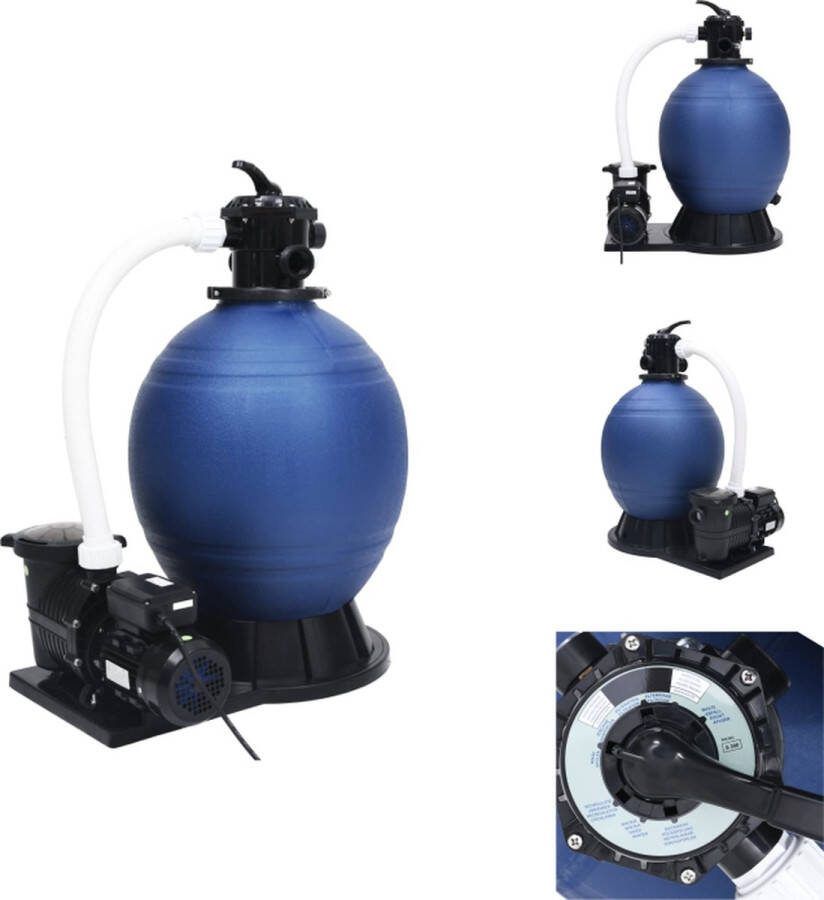 VidaXL Zandfilter Zelfaanzuigende pomp 752 x 510 x 998 mm Duurzaam 18 m³ u 3.5 bar 50 kg filterzand Multipoort-ventiel Blauw Zwart Kunststof 220-240 V 1000 W Zwembadfilter