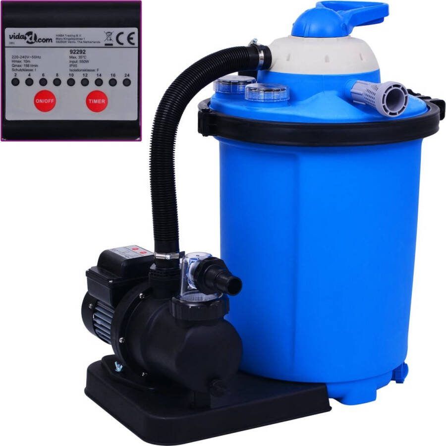 VidaXL -Zandfilterpomp-met-timer-550-W-50-L