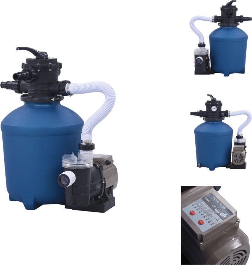 VidaXL Zandfilterpomp met timer Zwembadfilterpomp 10.980 L u Duurzaam Ingebouwde timer 38 mm aansluiting Blauw Zwart Zwembadfilter