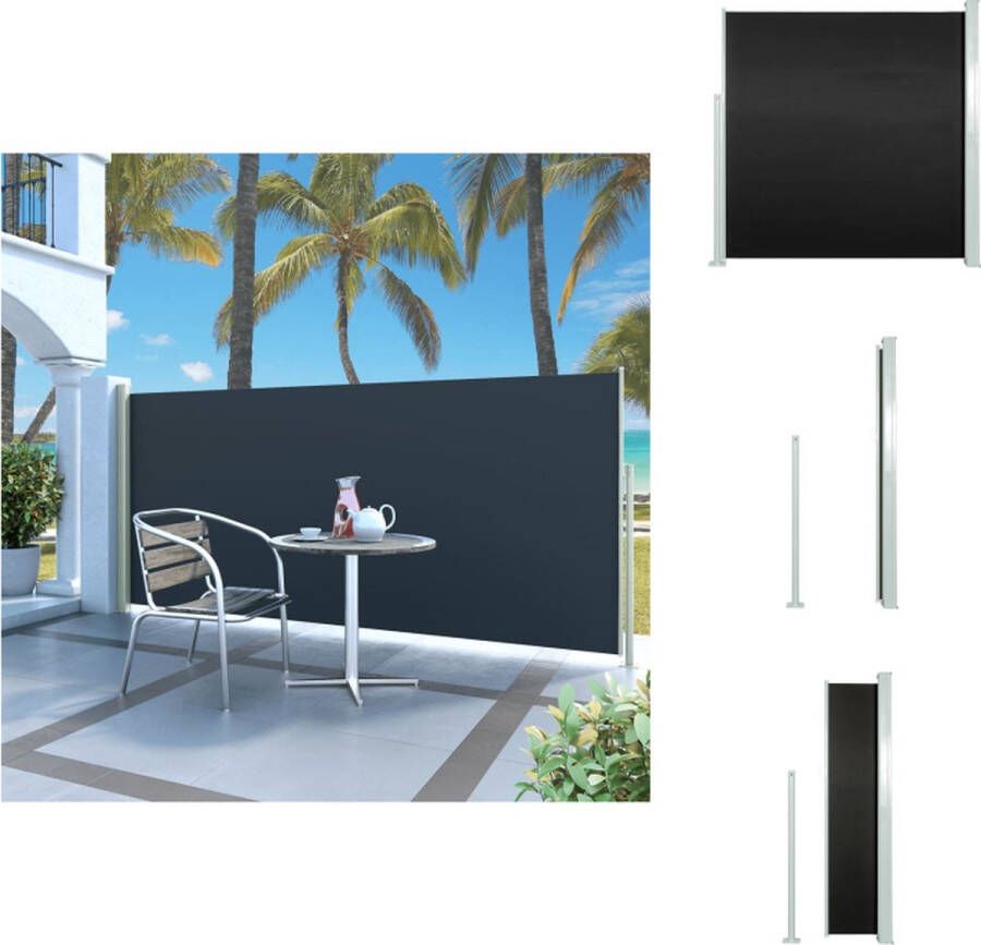VidaXL Zijscherm 140x300cm UV-bestendig polyester Automatisch oprolbaar Zwart Parasol