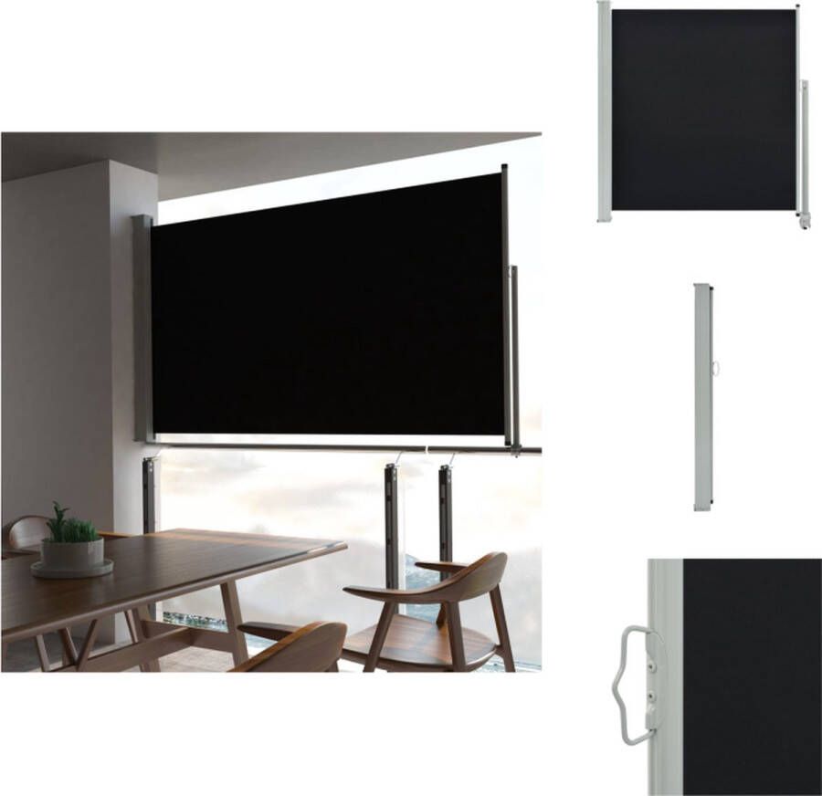VidaXL Zijscherm Trendy 140x0-300 cm UV-bestendig polyester automatische terugrolfunctie zwart scherm grijze standaard Parasol