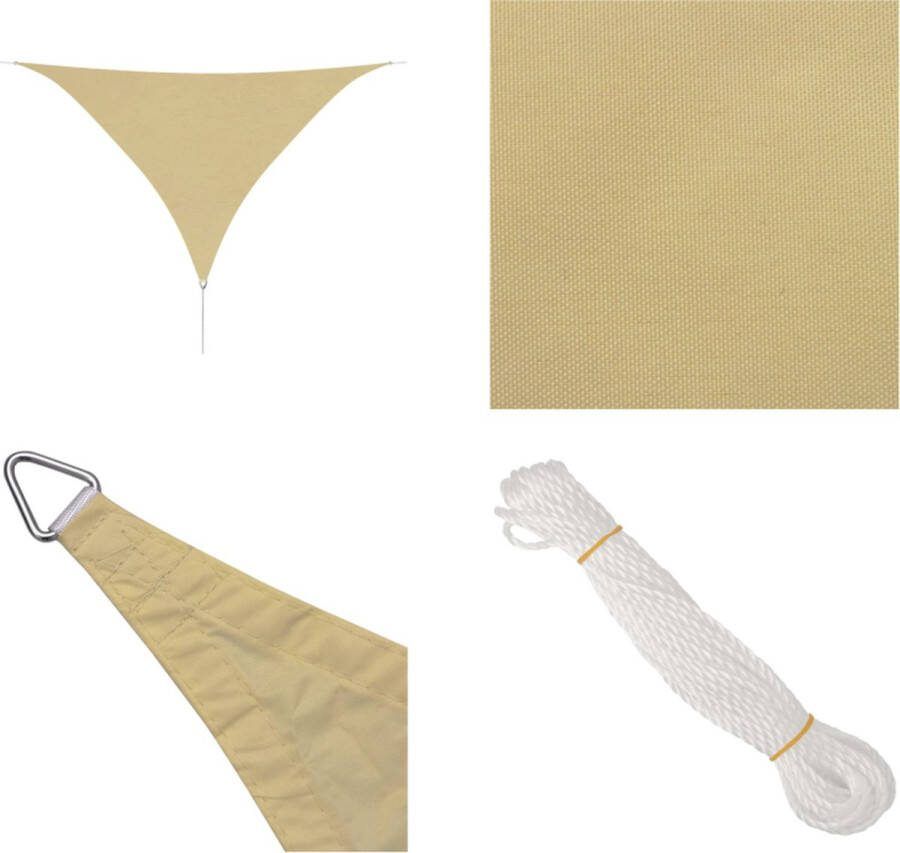 VidaXL Zonnescherm driehoekig 3-6x3-6x3-6 m oxford stof beige Zonnezeil Zonnezeilen Zonnescherm Zeilen Schaduw Zeilen