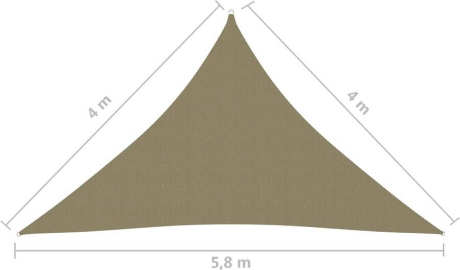 VidaXL -Zonnescherm-driehoekig-4x4x5 8-m-oxford-stof-beige