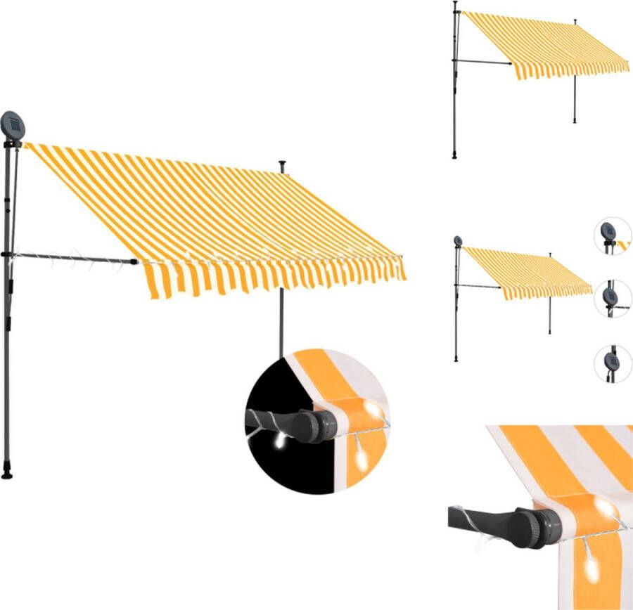 VidaXL Zonwering wit oranje Uittrekbaar 300x120 cm Water- en vuilafstotend Met LED-verlichting Vensterzonwering