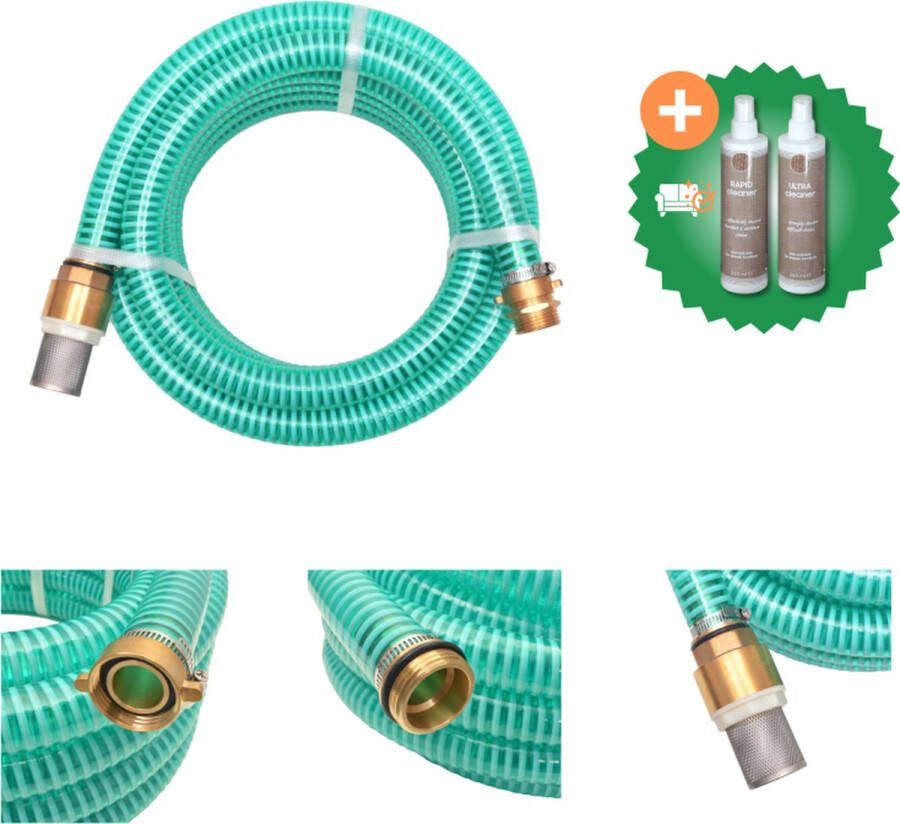 VidaXL Zuigslang met messing koppelingen 10 m 25 mm groen Tuinslang Inclusief Onderhoudsset
