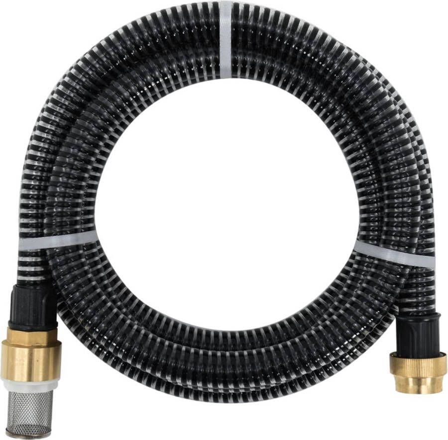 VidaXL -Zuigslang-met-messing-koppelingen-1''-10-m-PVC-zwart