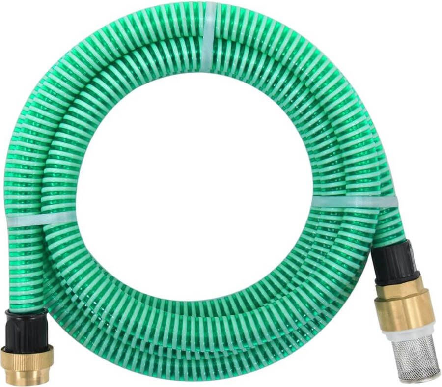 VidaXL -Zuigslang-met-messing-koppelingen-1''-15-m-PVC-groen