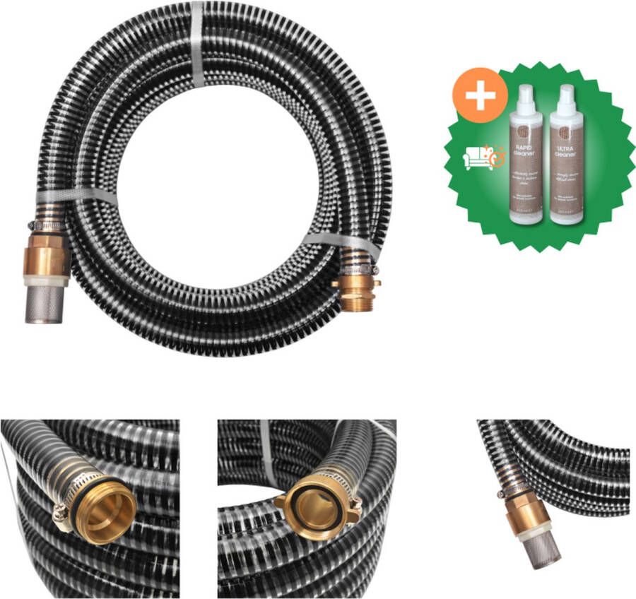 VidaXL Zuigslang met messing koppelingen 7 m 25 mm zwart Tuinslang Inclusief Onderhoudsset