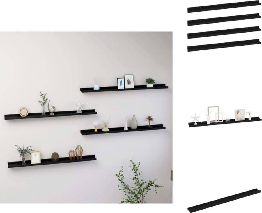 VidaXL Zwarte MDF Wandschap 100 x 9 x 3 cm Praktisch en Decoratief Wandsteun