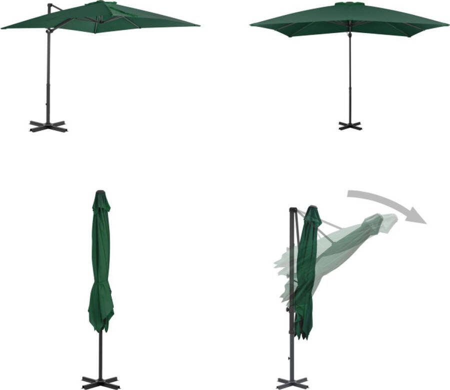 VidaXL Zweefparasol met aluminium paal 250x250 cm groen Zweefparasol Zweefparasols Parasol Parasols