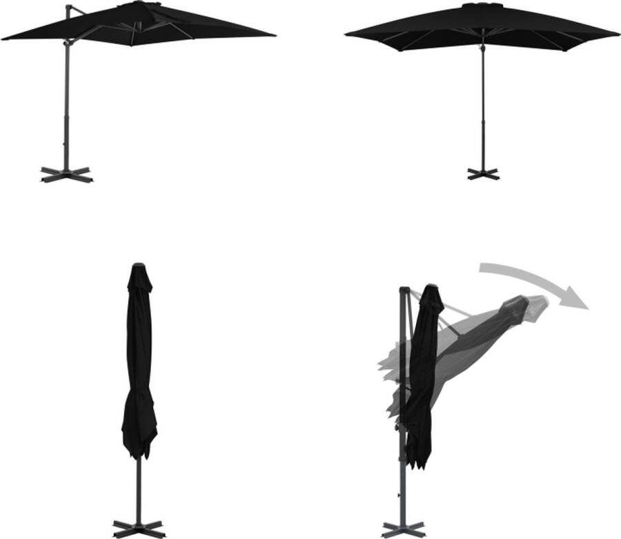 VidaXL Zweefparasol met aluminium paal 250x250 cm zwart Zweefparasol Zweefparasols Parasol Parasols