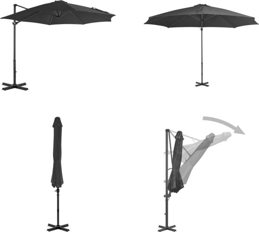 VidaXL Zweefparasol met aluminium paal 300 cm antraciet Zweefparasol Zweefparasols Parasol Parasols