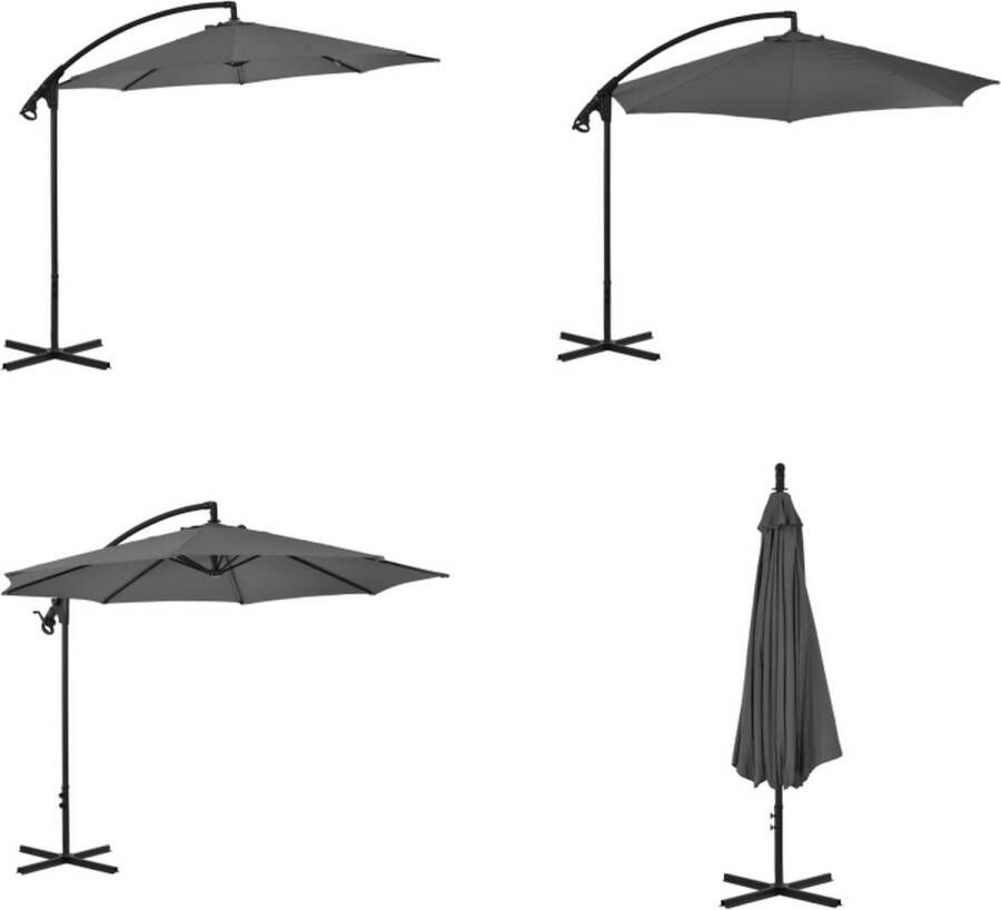 VidaXL Zweefparasol met stalen paal 300 cm antraciet Zweefparasol Zweefparasols Parasol Parasols