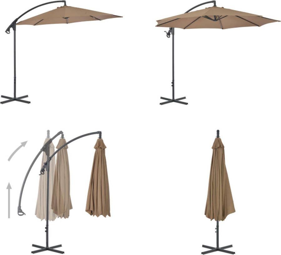 VidaXL Zweefparasol met stalen paal 300 cm taupe Zweefparasol Zweefparasols Parasol Parasols