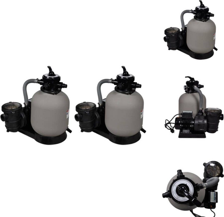 VidaXL Zwembad Zandfilterpomp 17.000 L u Duurzame filtertank Multi-poortklep Weerbestendig 38 mm Aansluiting Met voorfilter IPX5 Inclusief 2 pompen Zwembadfilter