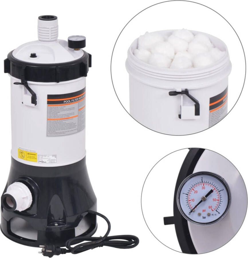 VidaXL Zwembadfilterpomp voor Intex Bestway zwembaden 185 W 4.4 m³ u