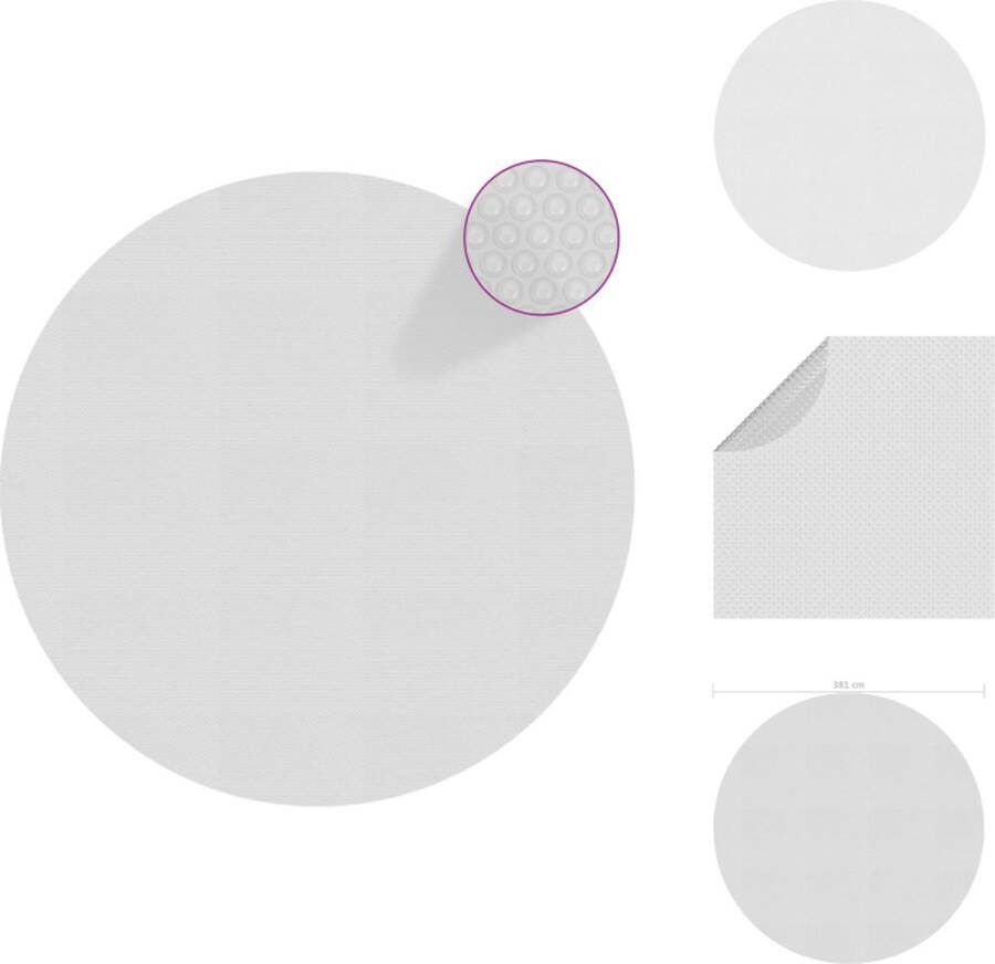 VidaXL Zwembadfolie PE Grijs 381 cm Verhoogt temperatuur met 1°C vermindert chemicaliënverbruik en waterverdamping Lichtgewicht en op te maken Zwembad afdekzeil