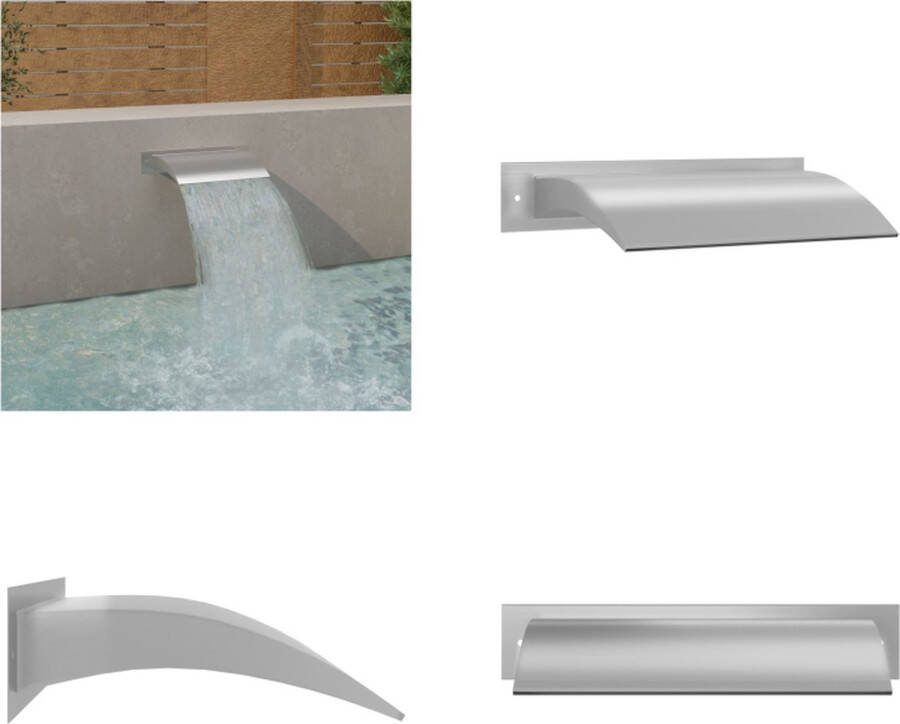 VidaXL Zwembadfontein 45x9x26 cm roestvrij staal zilverkleurig Fontein Fonteinen Vijverfontein Vijverfonteinen