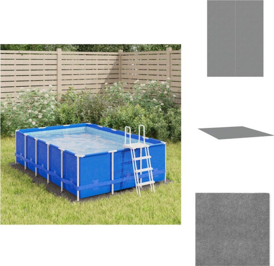 VidaXL Zwembadgrondzeil Polyester geotextiel Lichtgrijs 300x220 cm 150 g m² 2-delig Zwembad afdekzeil