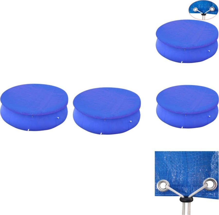 VidaXL Zwembadhoes donkerblauw polyethyleen 480 cm diameter 90 g m² geschikt voor ronde zwembaden (450-457 cm) met afvoergaten en kunststof vergrendeling 2 stuks Zwembad afdekzeil