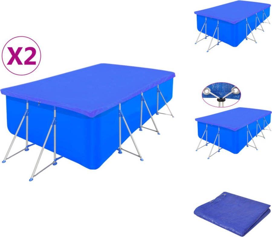 VidaXL Zwembadhoezenset Framezwembad 394 x 207 x 80 cm Polyethyleen Zwembad afdekzeil