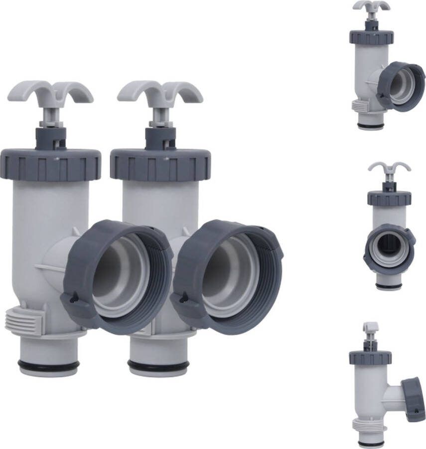 VidaXL Zwembadkleppenset 38 mm Grijs PP (polypropyleen) 2x zuigerklep Zwembadfilterpomp