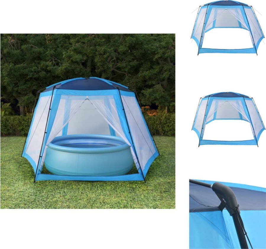 VidaXL Zwembadtent Polyester 660x580x250 cm Blauw UV Waterbestendig Zwembadonderhoud