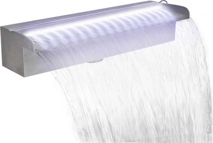 VidaXL Zwembadwaterval Met Led's Rechthoekig 45 Cm Roestvrij Staal