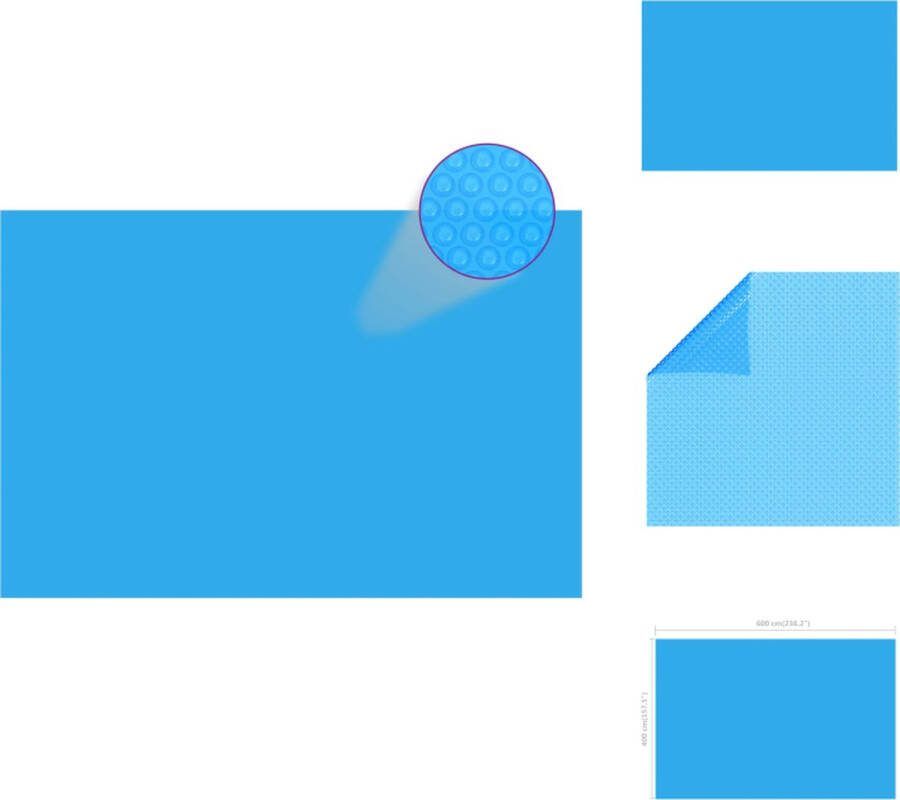 VidaXL Zwembadzeil PE-folie 600x400 cm Blauw warmtebehoud goedkoop waterverdamping en chemicaliën verminderen Zwembad afdekzeil