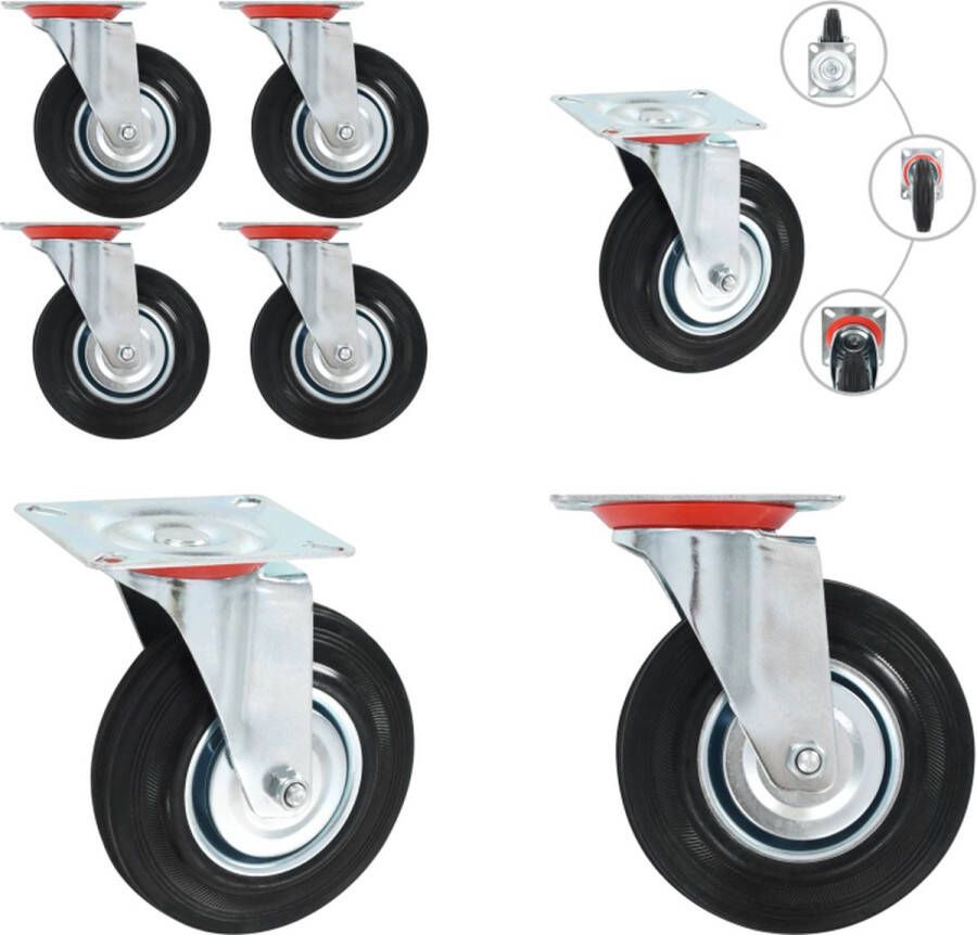 VidaXL Zwenkwielen 4 st 125 mm Zwenkwiel Zwenkwielen Trolley Zwenkwiel Trolley Zwenkwielen